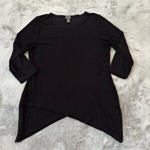 Chico's Travelers Black Popover Blouse Shirt Women's 2 LARGE Travel Vacation